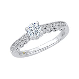 Round Diamond Engagement Ring In 14K White Gold
