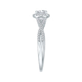 Split Shank Diamond Halo Engagement Ring in 14K White Gold