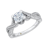 Split Shank Round Diamond Engagement Ring in 14K White Gold