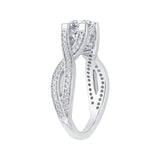 Split Shank Round Diamond Engagement Ring in 14K White Gold