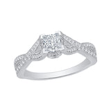Split Shank Princess Cut Diamond Engagement Ring in 14K White Gold