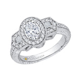 Oval Cut Diamond Halo Engagement Ring in 14K White Gold