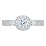 Round Diamond Halo Engagement Ring in 14K White Gold
