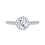 Diamond Halo Engagement Ring in 14K White Gold