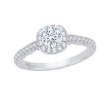 Diamond Halo Engagement Ring in 14K White Gold
