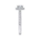 Cushion Cut Diamond Halo Engagement Ring in 14K White Gold