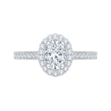 Oval Cut Diamond Halo Engagement Ring in 14K White Gold
