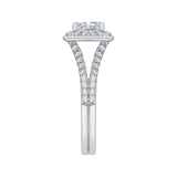 Split Shank Princess Cut Diamond Halo Engagement Ring in 14K White Gold