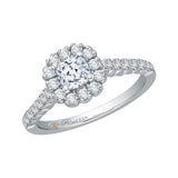 Cushion Cut Diamond Halo Engagement Ring in 14K White Gold