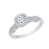 Cushion Cut Halo Diamond Engagement Ring in 14K White Gold