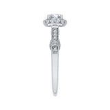 Cushion Cut Halo Diamond Engagement Ring in 14K White Gold