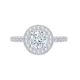 Euro Shank Round Diamond Halo Engagement Ring in 14K White Gold (Semi-Mount)