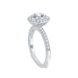 Euro Shank Round Diamond Halo Engagement Ring in 14K White Gold (Semi-Mount)