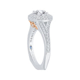 Split Shank Round Diamond Double Halo Engagement Ring in 14K Two Tone Gold (Semi-Mount)