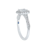 Princess Cut Diamond Halo Vintage Engagement Ring in 14K White Gold (Semi-Mount)