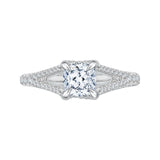 Split Shank Split Shank Cushion Cut Diamond Engagement Ring in 14K White Gold (Semi-Mount)