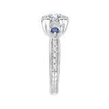 Round Diamond Engagement Ring with Sapphire in 14K White Gold (Semi-Mount)