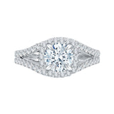 Split Shank Round Diamond Halo Engagement Ring in 14K White Gold (Semi-Mount)