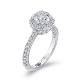 Diamond Octagon Shape Halo Engagement Ring in 14K White Gold (Semi-Mount)