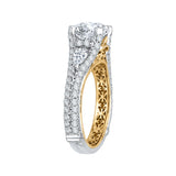 Split Shank Round Diamond Engagement Ring in 14K Two Tone Gold (Semi-Mount)