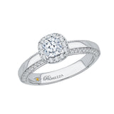 Cushion Cut Diamond Halo Engagement Ring in 14K White Gold