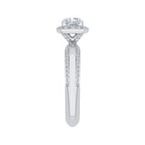 Cushion Cut Diamond Halo Engagement Ring in 14K White Gold