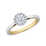 Round Diamond Halo Engagement Ring in 14K Two Tone Gold