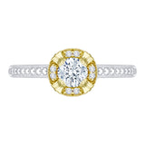 Round Diamond Engagement Ring in 14K Two Tone Gold