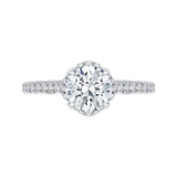 Euro Shank Round Diamond Floral Engagement Ring in 14K White Gold (Semi-Mount)