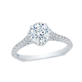 Euro Shank Round Diamond Floral Engagement Ring in 14K White Gold (Semi-Mount)