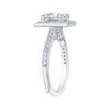 Emerald Cut Diamond Halo Engagement Ring in 14K White Gold (Semi-Mount)