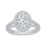 Split Shank Oval Cut Diamond Halo Engagement Ring in 14K White Gold (Semi-Mount)