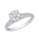 Split Shank Round Diamond Engagement Ring in 14K White Gold (Semi-Mount)