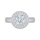 Round Diamond Halo Engagement Ring in 14K White Gold (Semi-Mount)