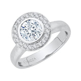 Round Diamond Halo Engagement Ring in 14K White Gold (Semi-Mount)