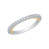 Round Diamond Half-Eternity Wedding Band in 14K Two Tone Gold