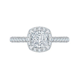 Princess Cut Diamond Halo Engagement Ring in 14K White Gold (Semi-Mount)