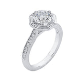 Round Diamond Cathedral Style Engagement Ring in 14K White Gold (Semi-Mount)