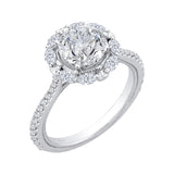 Round Diamond Halo Engagement Ring in 14K White Gold (Semi-Mount)