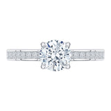 Cut Round Diamond Cathedral Style Engagement Ring in 14K White Gold (Semi-Mount)