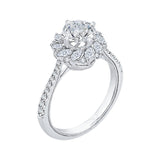 Round Diamond Floral Engagement Ring in 14K White Gold (Semi-Mount)