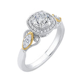 Round Diamond Halo Engagement Ring in 14K Two Tone Gold (Semi-Mount)