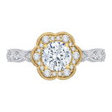 Diamond Floral Halo Engagement Ring in 14K Two Tone Gold (Semi-Mount)
