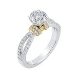 Split Shank Round Diamond Engagement Ring in 14K Two Tone Gold (Semi-Mount)