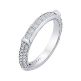 Princess Cut & Round Diamond Wedding Band in 14K White Gold