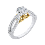 Split Shank Round Diamond Engagement Ring in 14K Two Tone Gold (Semi-Mount)