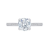 Round Diamond Cathedral Style Engagement Ring in 14K White Gold (Semi-Mount)