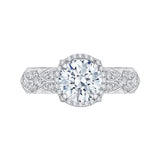 Round Diamond Halo Engagement Ring in 14K White Gold (Semi-Mount)