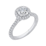 Round Diamond Halo Engagement Ring in 14K White Gold (Semi-Mount)