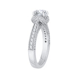 Round Diamond Cathedral Style Engagement Ring in 14K White Gold (Semi-Mount)